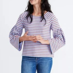 Madewell striped shirred- sleeve sailor top shelf medium